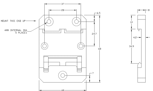 Drawing for Mounting AC and DCP-90 models to DIN Rail